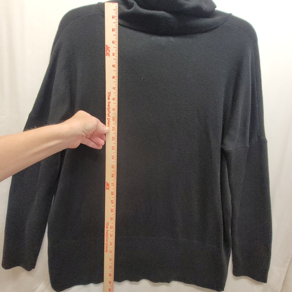 Gap Body Womens Large Black Hoodie Sweater Relaxed Fit High-Low Hem Mixed Knits - Picture 13 of 15
